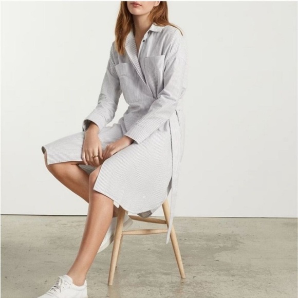 Everlane Oxford Stripe Belted Shirt Dress - Picture 2 of 14